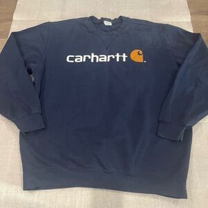 [XL]VTG Carhartt Men's Dark Blue Crewneck Sweater